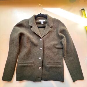 Vintage Evan-Picone ladies M Olive green boiled wool button jacket, classic